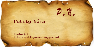 Putity Nóra névjegykártya